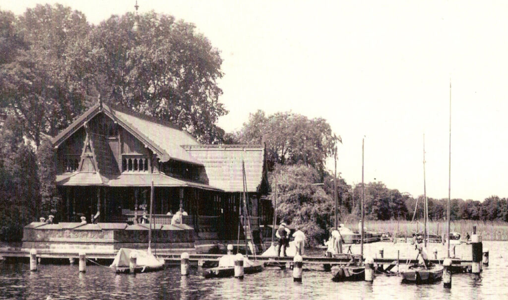 Kongsnaes Matrosenstation Empfangshalle mit Bootssteg 1930er Jahre